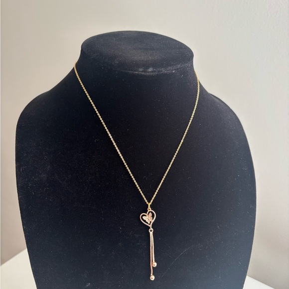 Delicate Gold Heart Lariat Necklace - Women Jewelry - Picture 5 of 7
